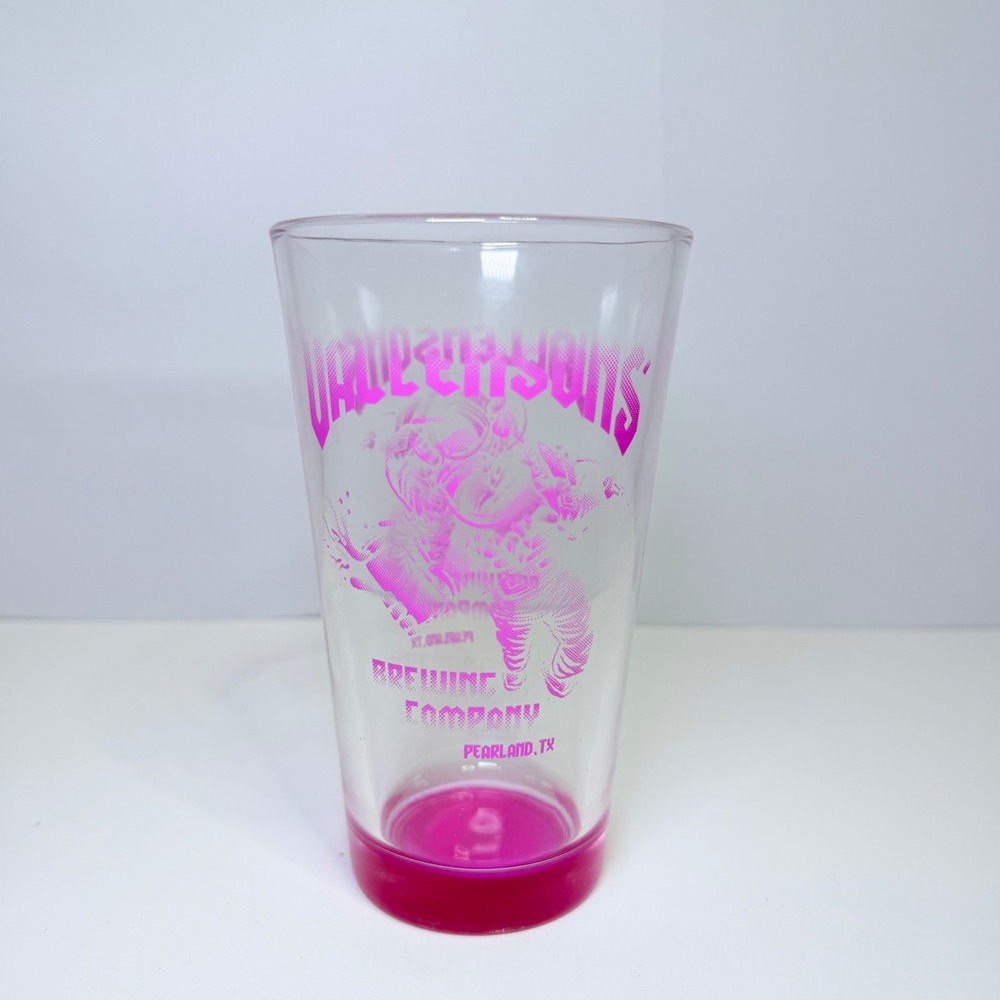 Vallensons Brewing Company Pint Glass Pink‎ Astronaut Pearland Texas Barware